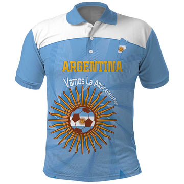 Custom Argentina Football Polo Shirt Vamos La Albiceleste Blue Version LT14