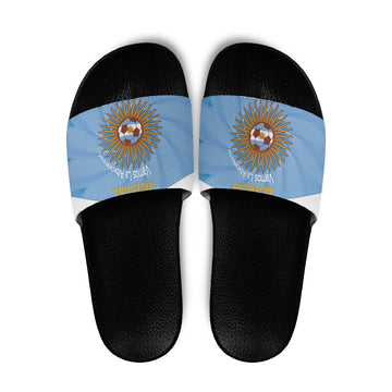 Custom Argentina Football Slide Sandals Vamos La Albiceleste Blue Version LT14