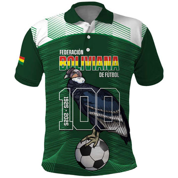 Custom Bolivia Football Polo Shirt 100th Anniversary Andean Condor Proud LT14