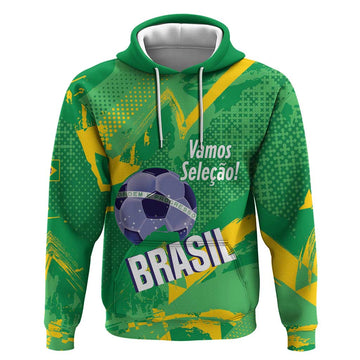 Custom Brazil Football Hoodie Vamos Selecao Brushes Style LT14