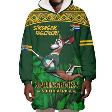 South Africa Rugby Wearable Blanket Hoodie Go Bokke World Cup Champions History LT14