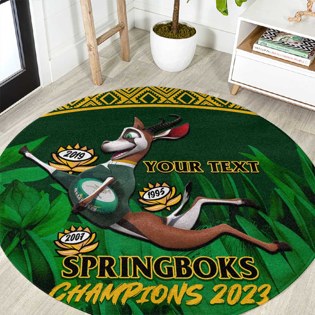 Custom South Africa Rugby Round Carpet Go Bokke World Cup Champions History LT14