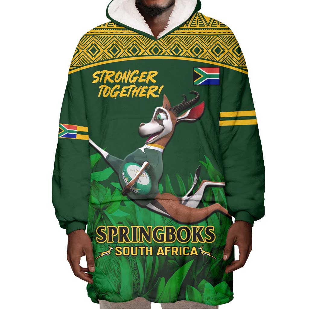 Custom South Africa Rugby Wearable Blanket Hoodie Go Bokke World Cup Champions History LT14