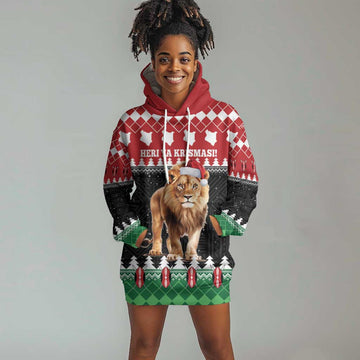 Personalized Kenya Christmas Hoodie Dress Lion Santa - Heri Ya Krismasi! LT14