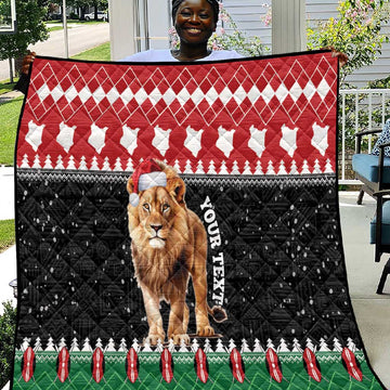 Personalized Kenya Christmas Quilt Lion Santa - Heri Ya Krismasi! LT14