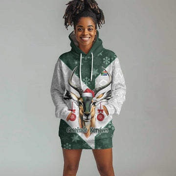 South Africa Springboks Christmas Hoodie Dress Bokke Santa - Geseende Kersfees LT14