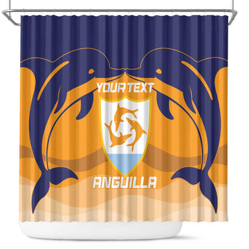 Custom Anguilla Football Shower Curtain Dolphins Coat Of Arms Style LT14