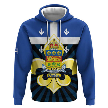Quebec Canada Province Hoodie Fleur De Lis Coat Of Arms LT14