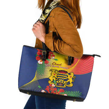 Chad Independence Day Leather Tote Bag Happy 64 Years Of Independence LT14