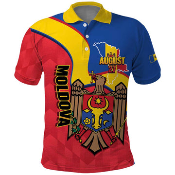 Moldova Independence Day Polo Shirt August 27 One People One Nation LT14
