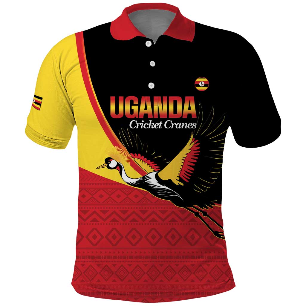 Custom Uganda Cricket Polo Shirt Go Cranes African Pattern LT14