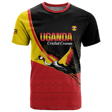 Afro Cricket Uganda Custom T shirt Go Cranes African Pattern LT14