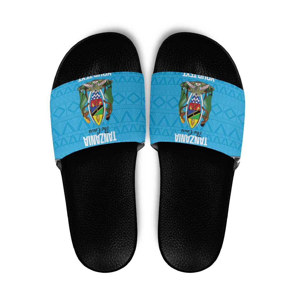 Custom Tanzania Cricket Slide Sandals Go Cows Sporty African Pattern LT14