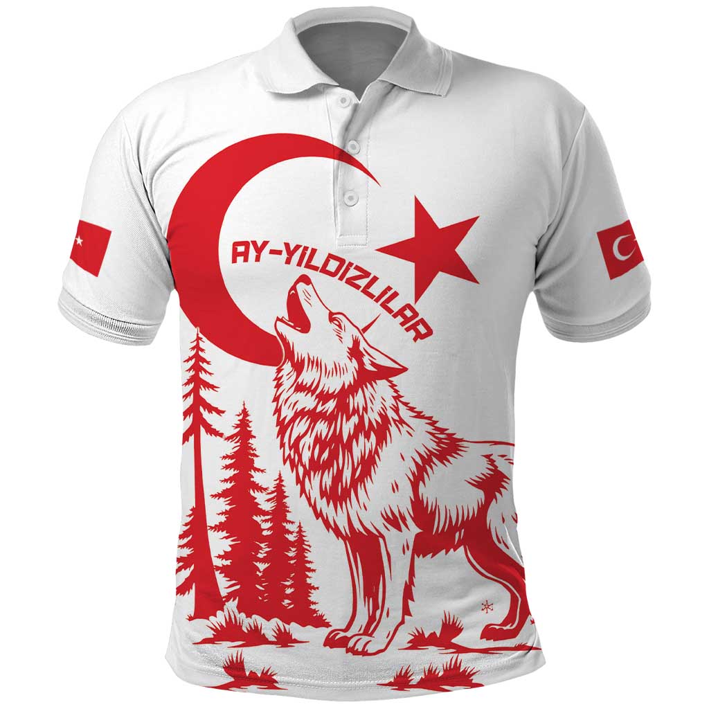 Custom Turkey Football Polo Shirt Turkyie Wolf With Crescent-Stars LT14