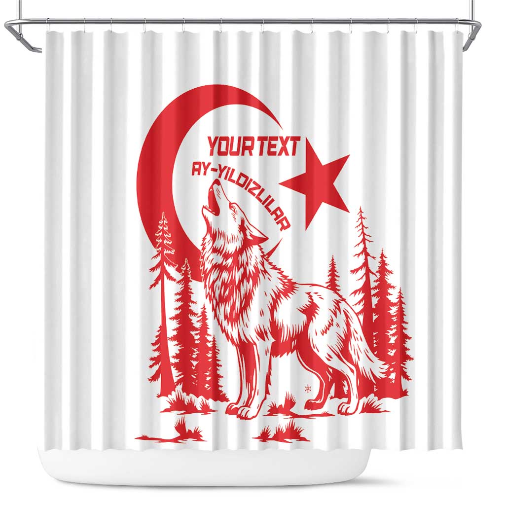 Custom Turkey Football Shower Curtain Turkyie Wolf With Crescent-Stars LT14