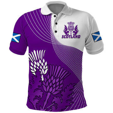 (Custom Text And Number) Scotland Rugby Polo Shirt Thistle Unique Go Scottish Purple Version LT14