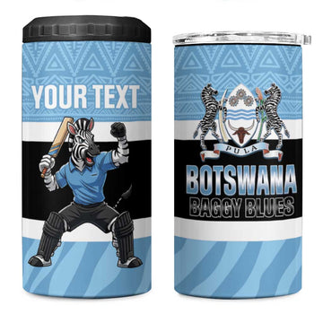 Afro Cricket Botswana Custom 4 in 1 Can Cooler Tumbler Go Baggy Blues Zebra Mascot LT14