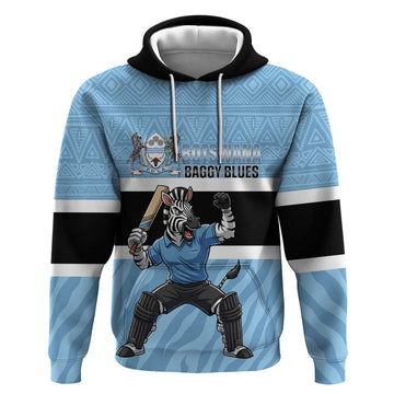 Custom Botswana Cricket Hoodie Go Baggy Blues Zebra Mascot LT14
