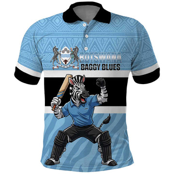 Custom Botswana Cricket Polo Shirt Go Baggy Blues Zebra Mascot LT14