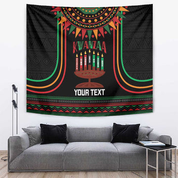 Personalized Afro-American Kwanzaa Tapestry Kinara Candles African Pattern LT14