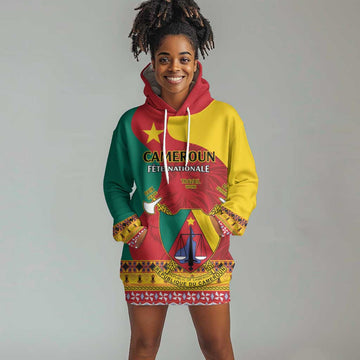 Personalised Cameroon National Day Hoodie Dress Cameroun Coat Of Arms With Atoghu Pattern LT14