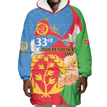 Eritrea Independence Day Wearable Blanket Hoodie Eritrean Olive Branches 33rd Anniversary LT14