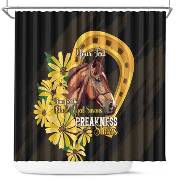 Personalized Preakness Horse Racing Shower Curtain Horseshoe With Black-Eyed Susans LT14