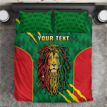 Personalised Ethiopia Bedding Set Men's Dreadlock Rasta Lion Headphones LT14