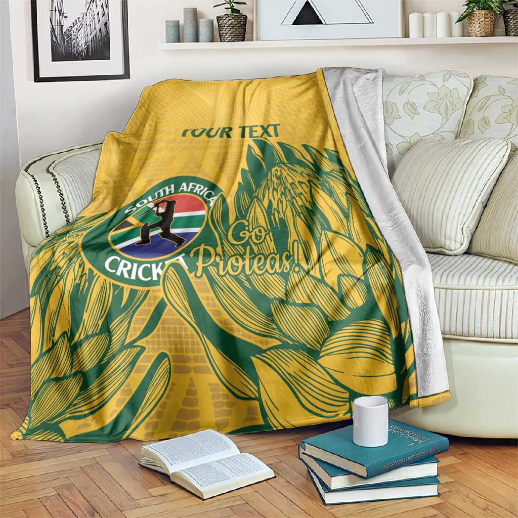 Custom South Africa Cricket Blanket 2024 African Pattern Go Proteas LT14