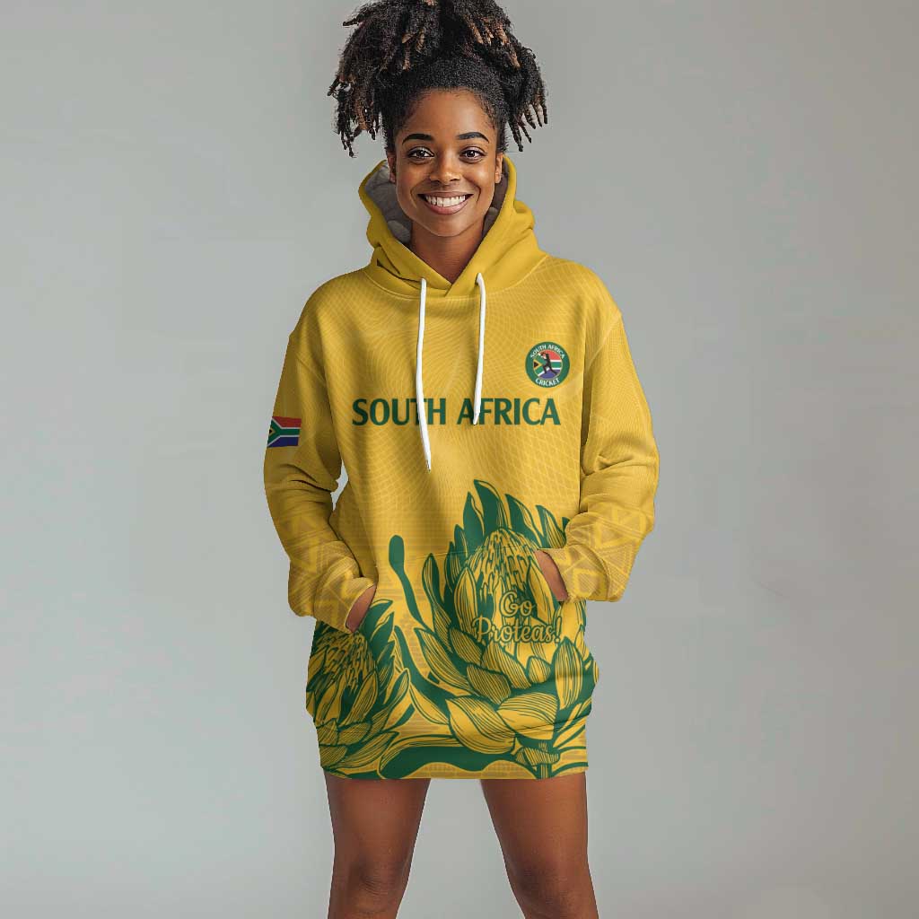 Custom South Africa Cricket Hoodie Dress 2024 African Pattern Go Proteas LT14