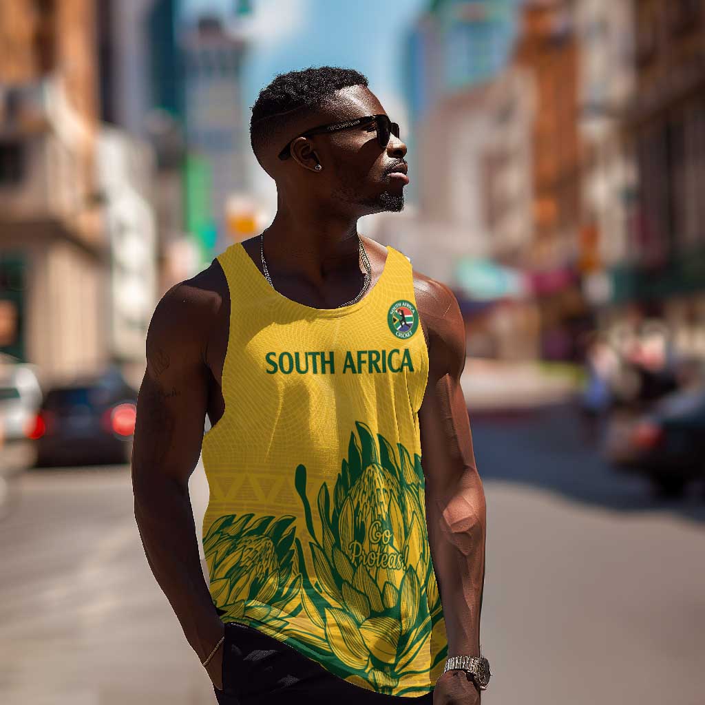 Custom South Africa Cricket Men Tank Top 2024 African Pattern Go Proteas LT14