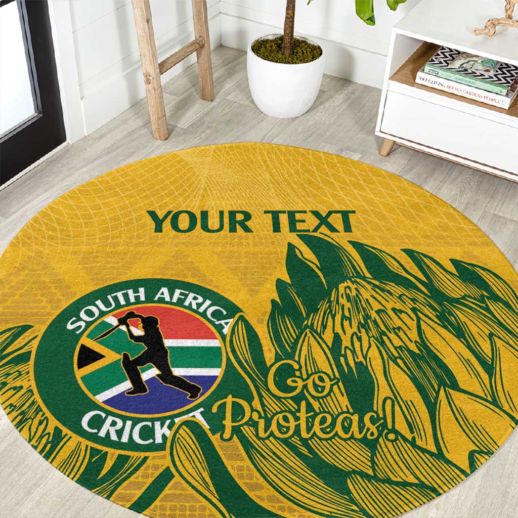 Custom South Africa Cricket Round Carpet 2024 African Pattern Go Proteas LT14