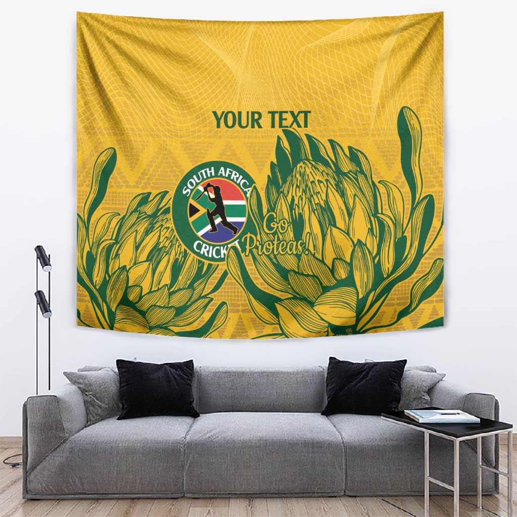 Custom South Africa Cricket Tapestry 2024 African Pattern Go Proteas LT14