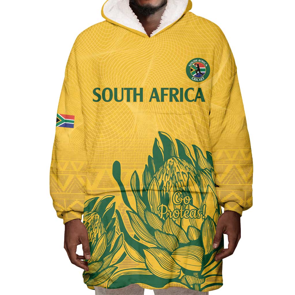 Custom South Africa Cricket Wearable Blanket Hoodie 2024 African Pattern Go Proteas LT14