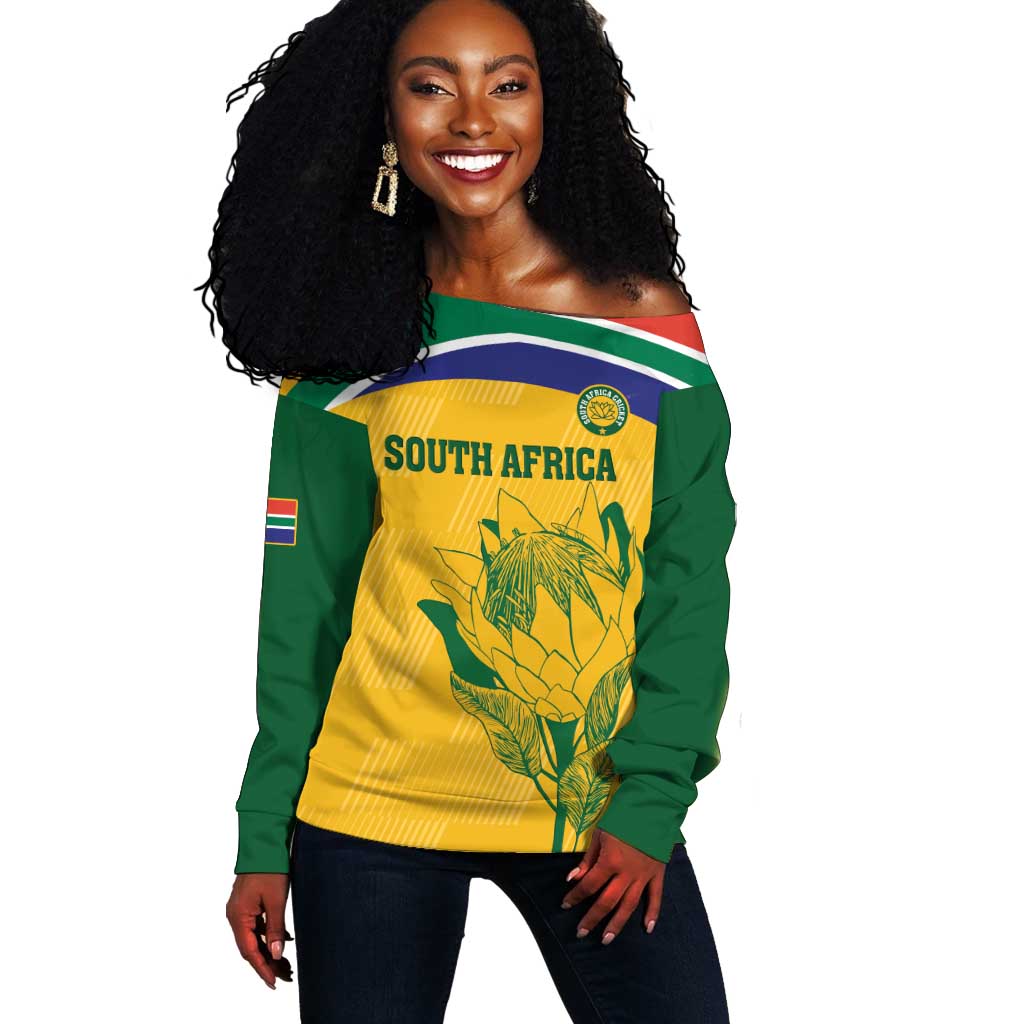 Custom South Africa Cricket Off Shoulder Sweater Go Champions World Cup Proteas LT14