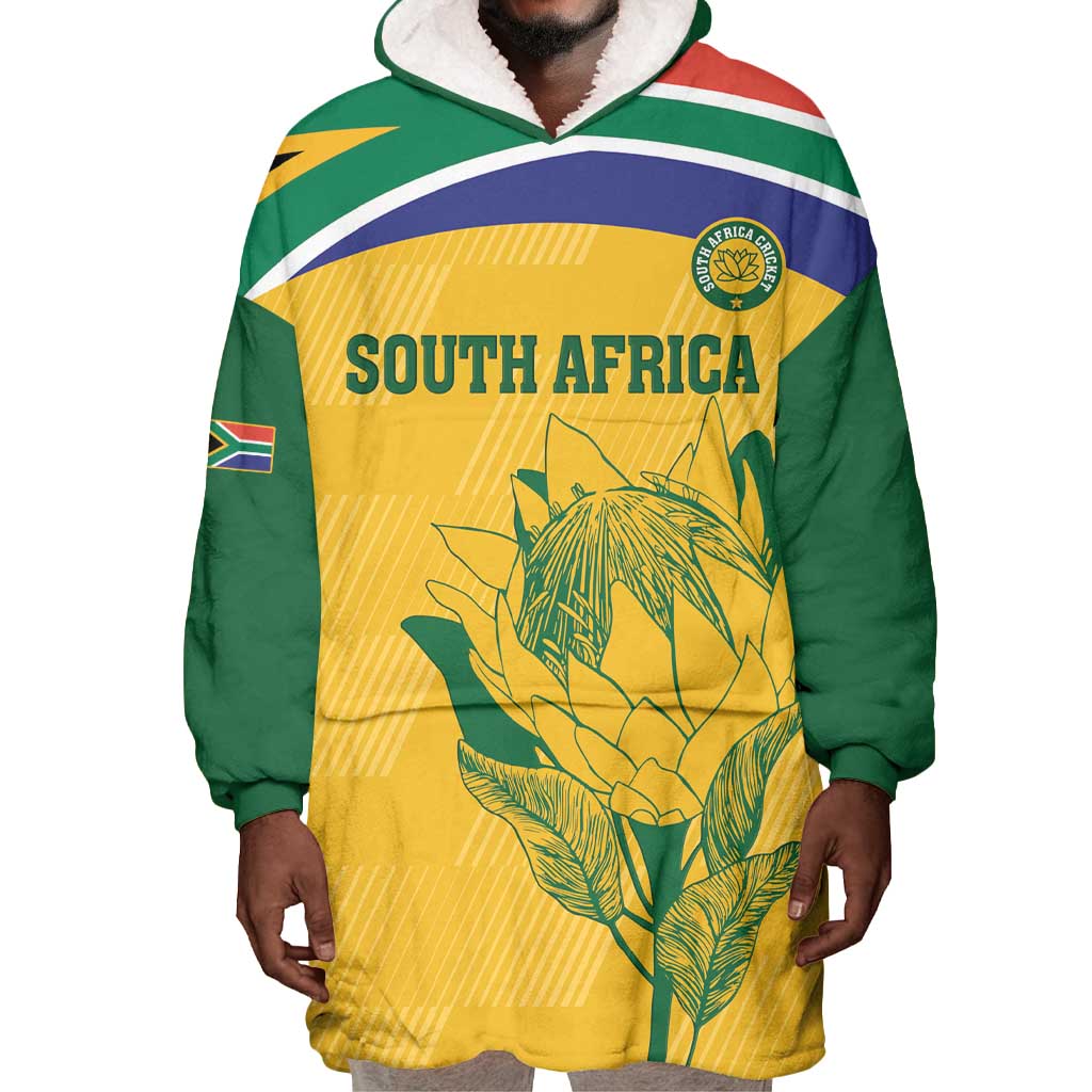 Custom South Africa Cricket Wearable Blanket Hoodie Go Champions World Cup Proteas LT14