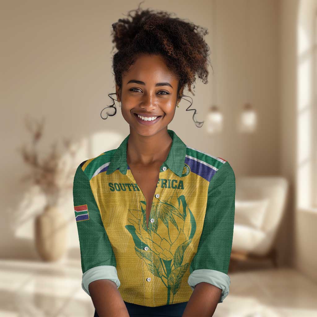 Custom South Africa Cricket Women Casual Shirt Go Champions World Cup Proteas LT14
