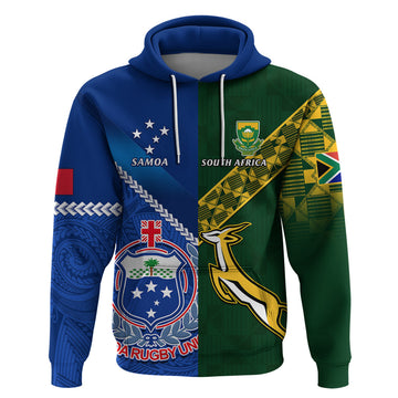 Custom Samoa And South Africa Rugby Hoodie 2023 World Cup Manu Samoa With Springboks LT14