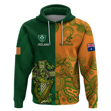 Australia And Ireland Rugby Hoodie 2023 World Cup Walllabies With Shamrocks LT14