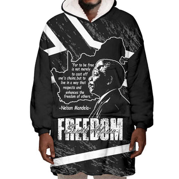 South Africa Freedom Day Wearable Blanket Hoodie Nelson Mandela With Map LT14
