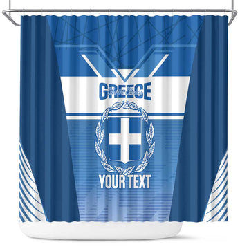 Custom Greece Football Shower Curtain Go Ethniki Coat Of Arms Style LT14