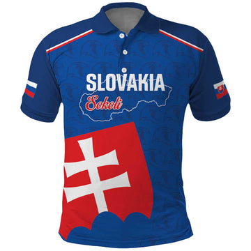 Custom Slovakia Football Polo Shirt Come On Sokoli Falcon Pattern LT14
