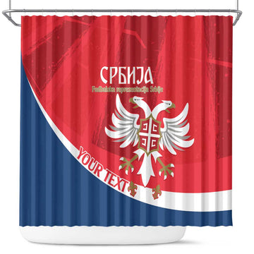 Custom Serbia Football Shower Curtain Come On Ealges Coat Of Arms Style LT14