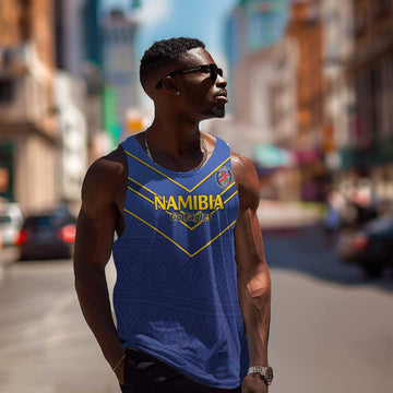 Custom Namibia Cricket Men Tank Top 2024 Go Eagles African Pattern LT14