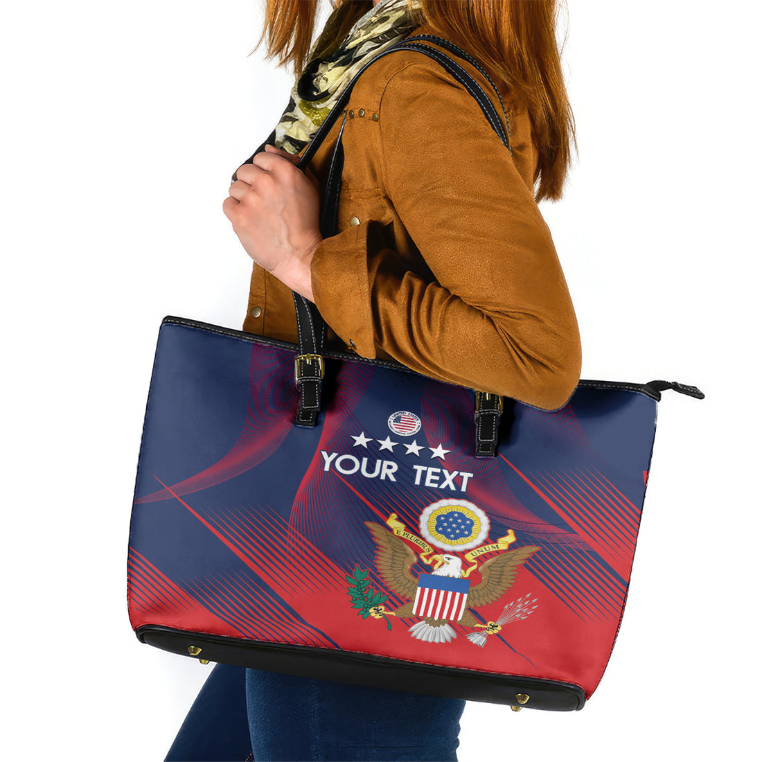 Custom United States Soccer Leather Tote Bag Summer 2024 Go USA LT14
