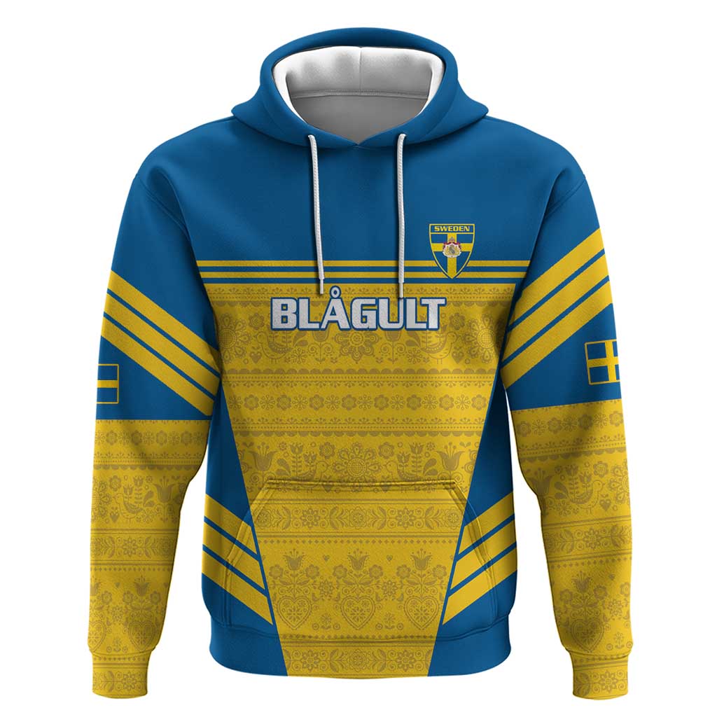 Custom Sweden Football Hoodie Go Blagult - Scandinavian Pattern LT14