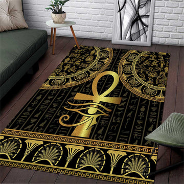 Afro Ancient Egypt Ankh and Eye Of Horus Area Rug Egyptian Hieroglyphs LT14