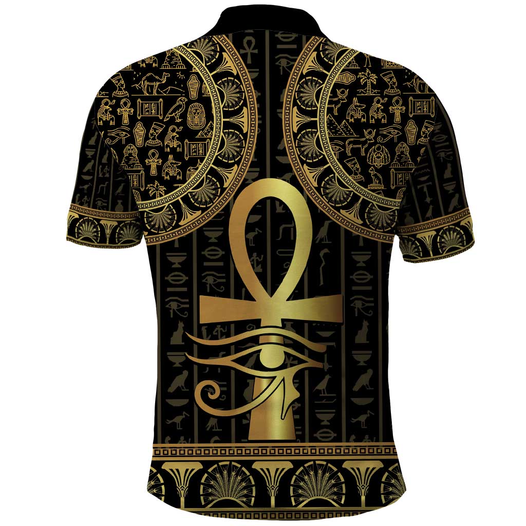 Ancient Egypt Ankh and Eye Of Horus Polo Shirt Egyptian Hieroglyphs LT14