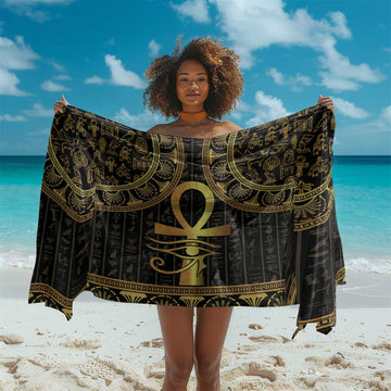 Afro Ancient Egypt Ankh and Eye Of Horus Sarong Egyptian Hieroglyphs LT14