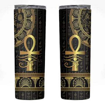 Afro Ancient Egypt Ankh and Eye Of Horus Skinny Tumbler Egyptian Hieroglyphs LT14